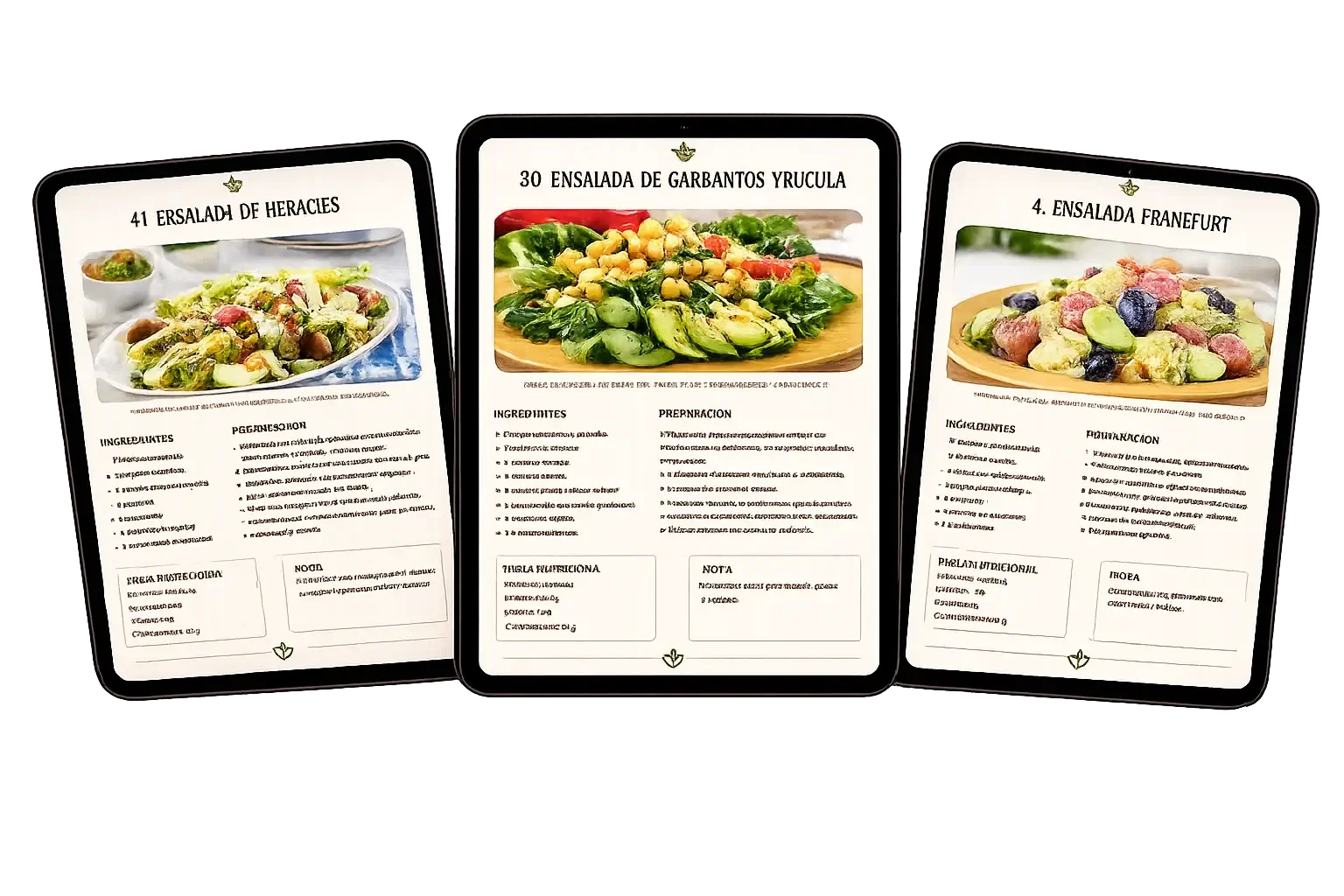 Vista previa del recetario antiinflamatorio en iPad, tablet y móvil